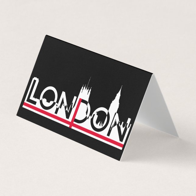 Tarjeta De Visita Silhouette de Londres y bandera inglesa (Anverso)