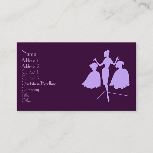 Tarjeta De Visita Silhouette de moda (Anverso)