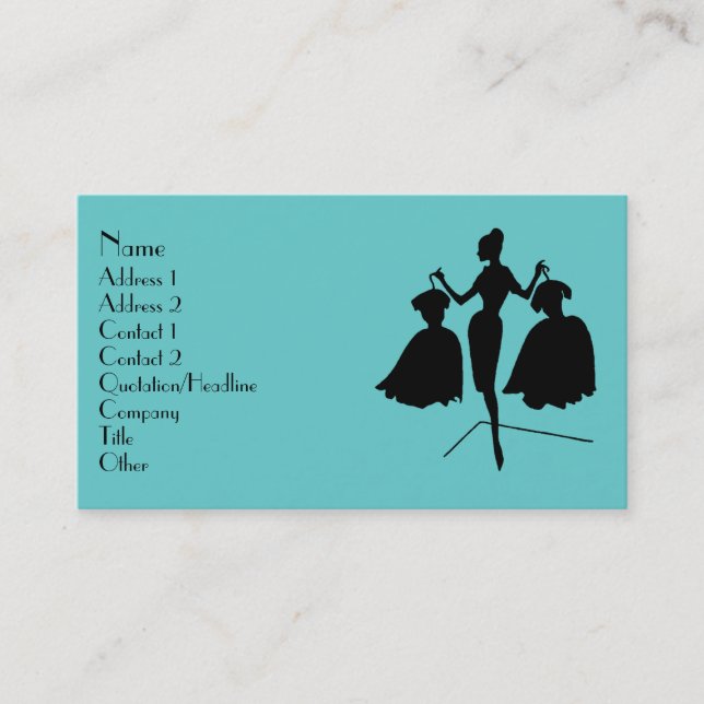 Tarjeta De Visita Silhouette de moda (Anverso)