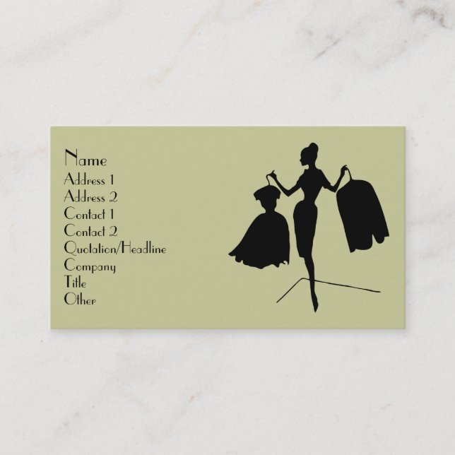 Tarjeta De Visita Silhouette de moda (Anverso)