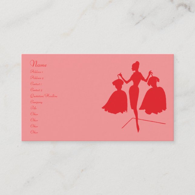 Tarjeta De Visita Silhouette de moda de época (Anverso)