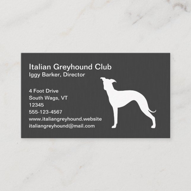 Tarjeta De Visita Silhouette de perro de Greyhound (Anverso)