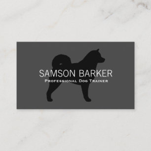 Tarjeta De Visita Silhouette de perro malamuta de Alaska negra en gr