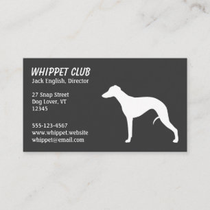 Tarjeta De Visita Silhouette de Whippet Gray and White   Perro Masco