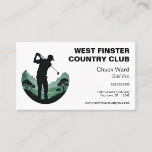 Tarjeta De Visita Silhouette Golfer en Half Circle Golf Pro