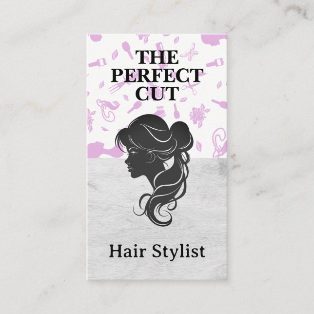 Tarjeta De Visita Silhouette lateral Womans Hair (Anverso)