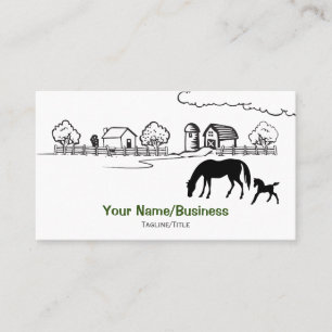 Tarjeta De Visita Silhouette Mare y Fool Country Farm Horse