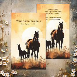 Tarjeta De Visita Silhouette Mare y Fose Horse Sunset Equestrian