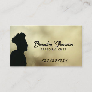 Tarjeta De Visita Silhouette moderna de chef negro con humo
