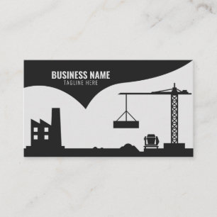 Tarjeta De Visita Silhouette moderna de construcción en gris y negro