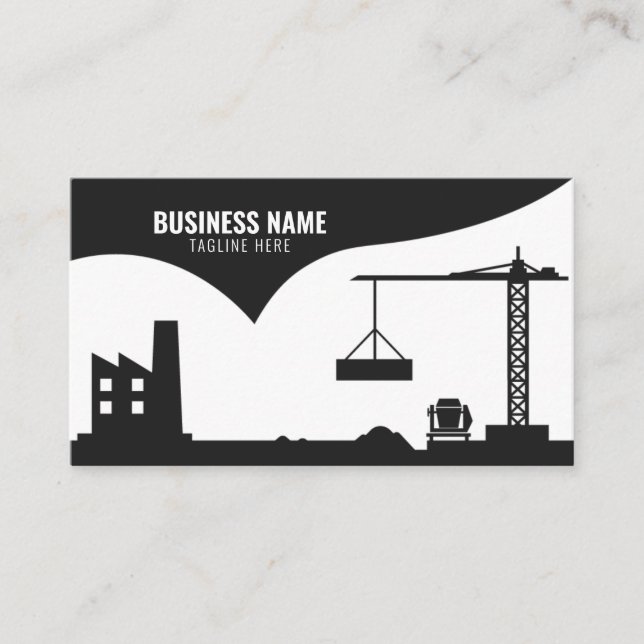 Tarjeta De Visita Silhouette moderna de obra blanca y negra (Anverso)