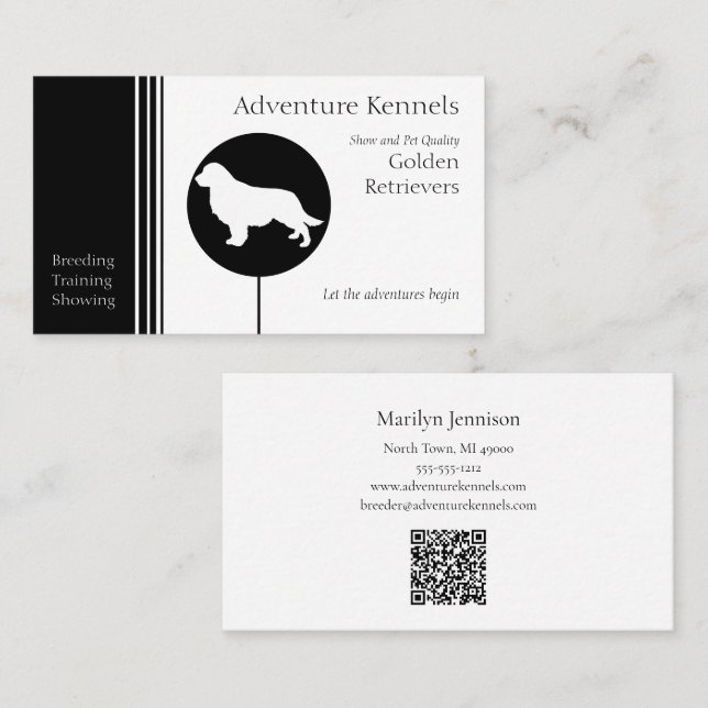 Tarjeta De Visita Silhouette moderna Golden Retriever Black and Whit (Anverso / Reverso)