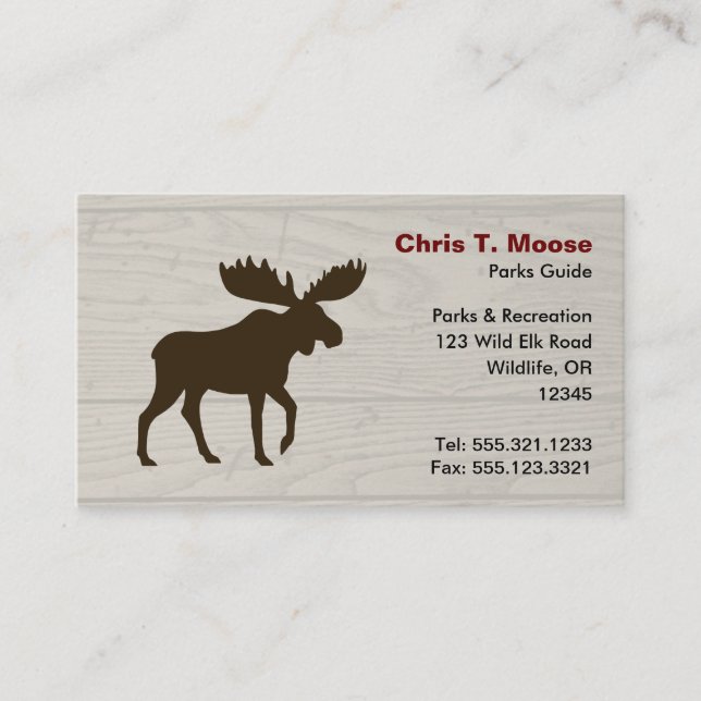 Tarjeta De Visita Silhouette moose con fondo de madera (Anverso)