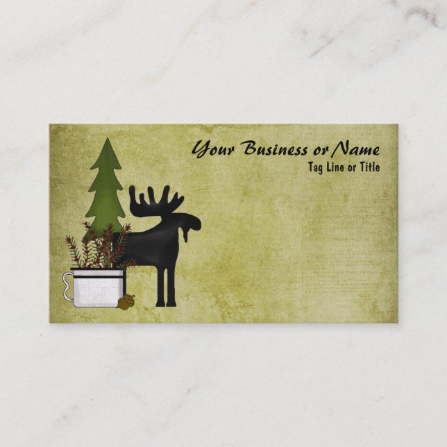 Tarjeta De Visita Silhouette Moose Rústico Montaña Country (Anverso)