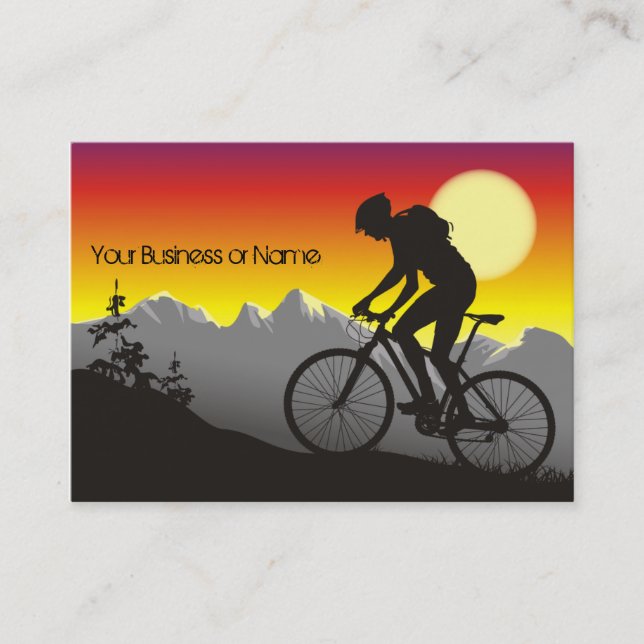 Tarjeta De Visita Silhouette Mountain Bicicleta Bicicleta Sunrise Su (Anverso)