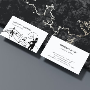 Tarjeta De Visita Silhouette of the Violinist & Notes Business Card