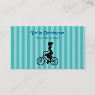 Tarjeta De Visita Silhouette Retro Chica