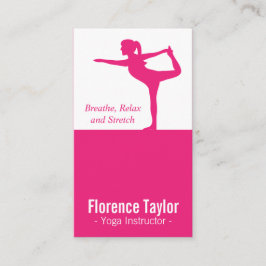 Tarjeta De Visita Silhouette rosa brillante para instructor de yoga