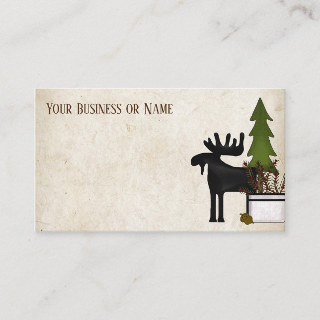 Tarjeta De Visita Silhouette Rustic Country Moose (Anverso)