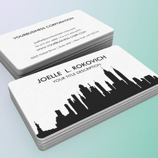 Tarjeta De Visita Silhouette Skyline de NYC Black & White Generic (Subido por el creador)