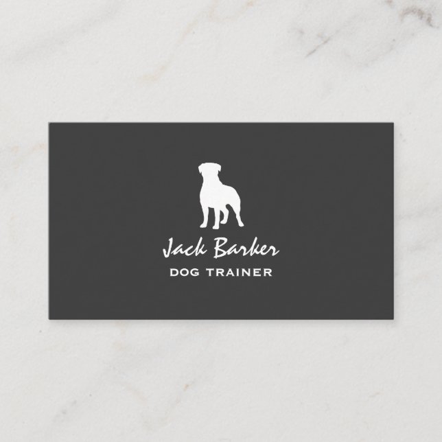 Tarjeta De Visita Silhouette White Rottweiler | Perro sencillo de co (Anverso)