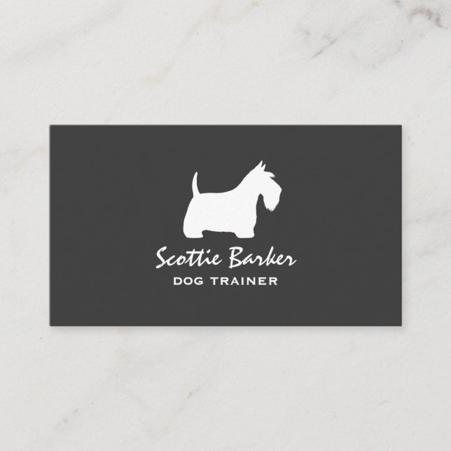 Tarjeta De Visita Silhouette White Scottish Terrier | Perro escocés (Anverso)