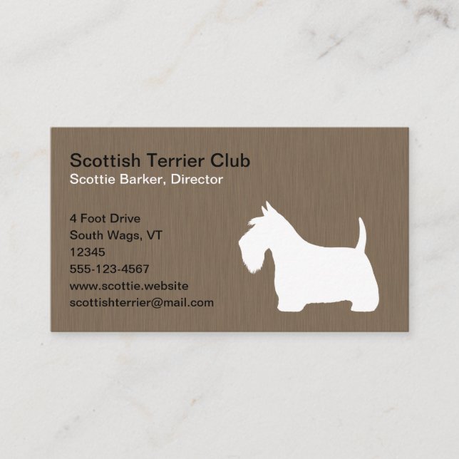 Tarjeta De Visita Silhouette White Scottish Terrier | Scottie Dog Bu (Anverso)