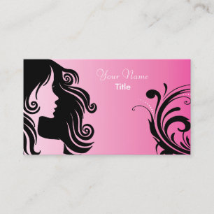 Tarjeta De Visita Silhouette Woman Hair Stylist - Rosa