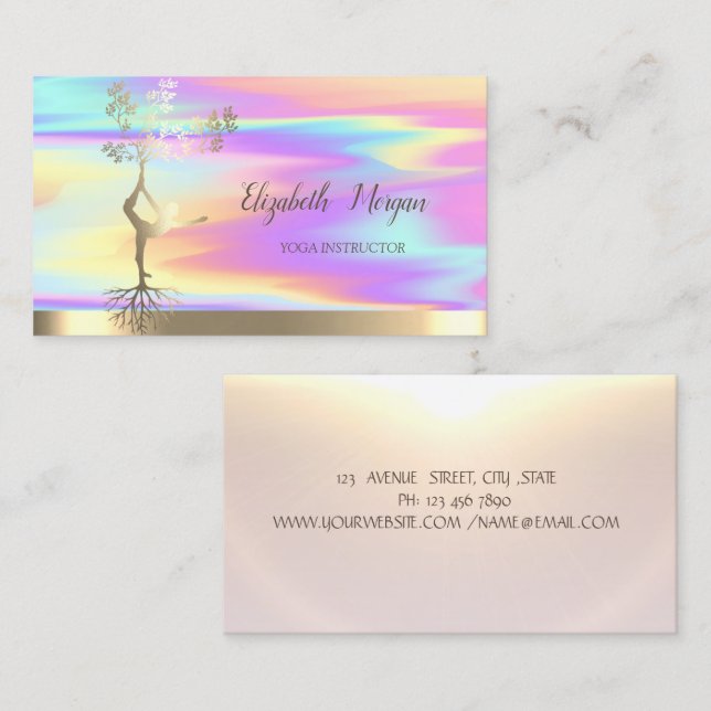 Tarjeta De Visita Silhouette Yoga Holográfica (Anverso / Reverso)