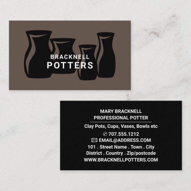 Tarjeta De Visita Silhouettes de grano, tienda de cerámica, alfarerí (Anverso / Reverso)