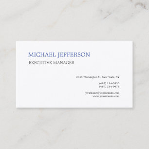 Tarjeta De Visita Silk Moderno Premium Elegante Blanco Azul Sencillo