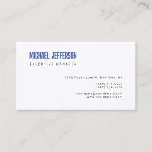 Tarjeta De Visita Silk Moderno Premium Elegante Blanco Azul Simple