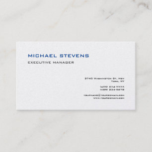 Tarjeta De Visita Silk Moderno Premium Elegante Blanco Azul Simple