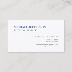 Tarjeta De Visita Silk Moderno Premium Elegante Blanco Azul Simple