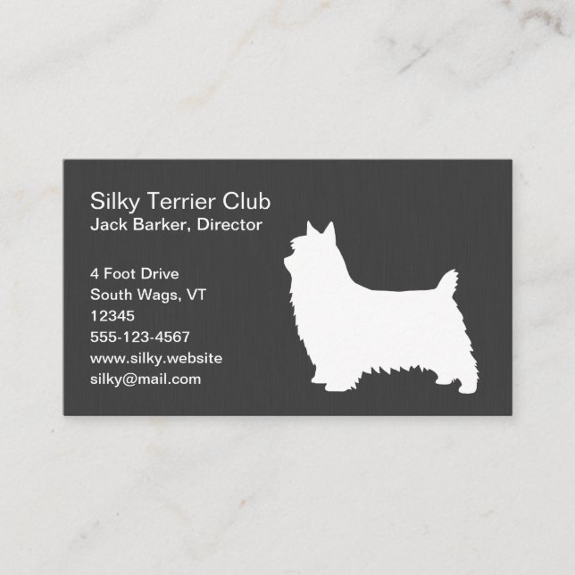 Tarjeta De Visita Silky Terrier Silhouette (Anverso)