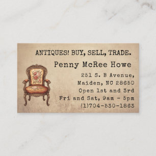 Tarjeta De Visita Silla Antigua Vintage Rústica Fondo Antiguo