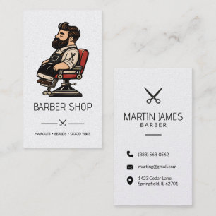 Tarjeta De Visita Silla de Barbero con Barba Mascota Estilista de Pe