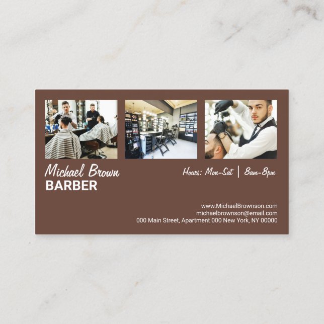 Tarjeta De Visita Silla de barbero personalizado foto salón de pelo  (Reverso)
