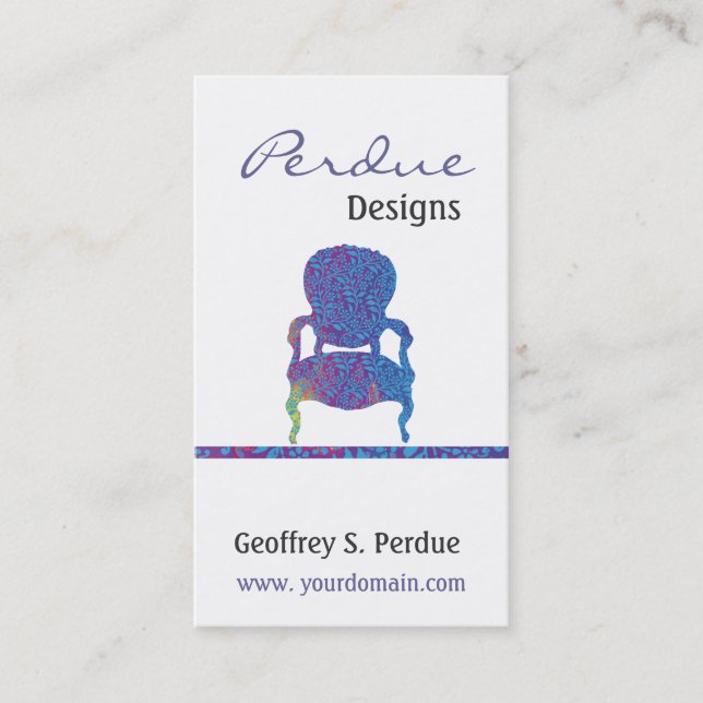 Tarjeta De Visita Silla de encargo del damasco del Victorian (Anverso)