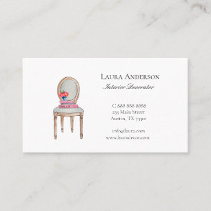 Tarjeta De Visita Silla francesa elegante Decorador de interiores 