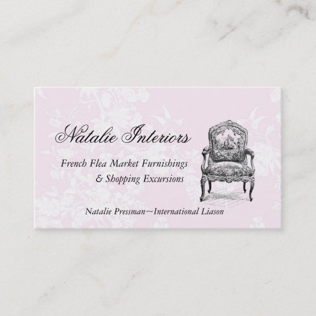 Tarjeta De Visita Silla francesa elegante del mercado de pulgas de (Anverso)