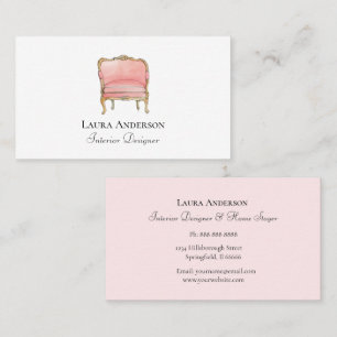 Tarjeta De Visita Silla francesa rosa de diseño de interiores