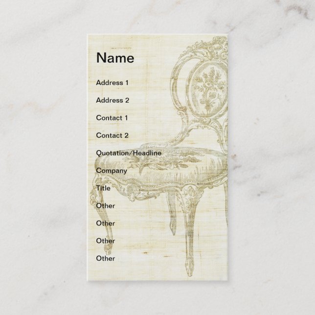 Tarjeta De Visita Silla francesa vintage (Anverso)