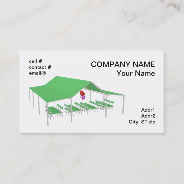 Tarjeta De Visita silla plegable y tablas con los globos del fiesta (Anverso)