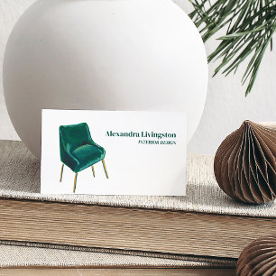 Tarjeta De Visita Silla Verde Esmeralda Diseño Profesional Minimalis