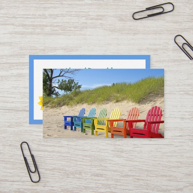 Tarjeta De Visita Sillas de playa de Rainbow Adirondack (Anverso/Reverso In Situ)