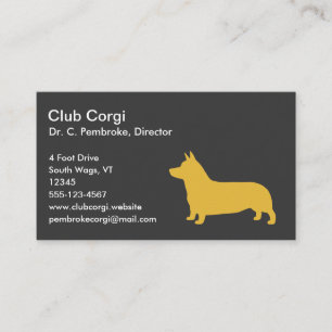 Tarjeta De Visita Silueta amarilla del Corgi Galés del Pembroke