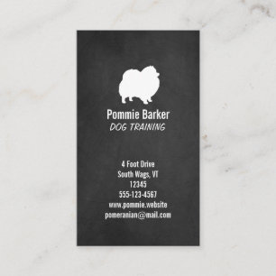 Tarjeta De Visita Silueta blanca de Pomeranian - estilo de la