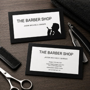 Tarjeta De Visita Silueta Clásica de Barbería