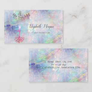 Tarjeta De Visita Silueta de árbol de oro, yoga, Opal